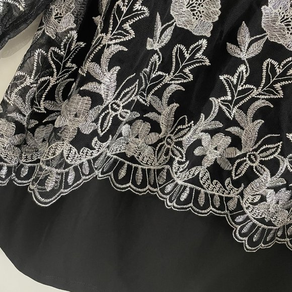 NWT Alfani Medium 2-piece elegant black blouse set with nylon overlay. - Picture 3 of 5